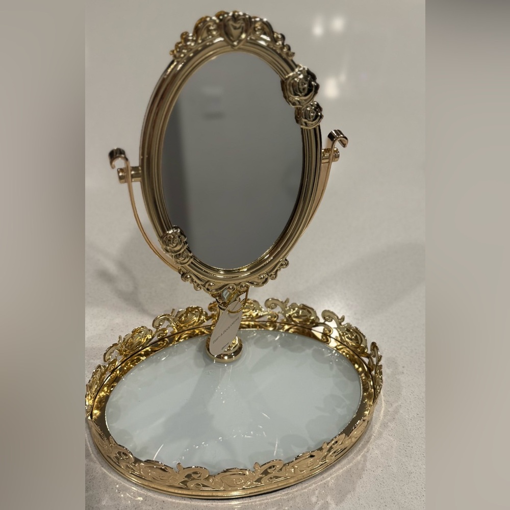 Gold Ornate Mirror and Bangle Set